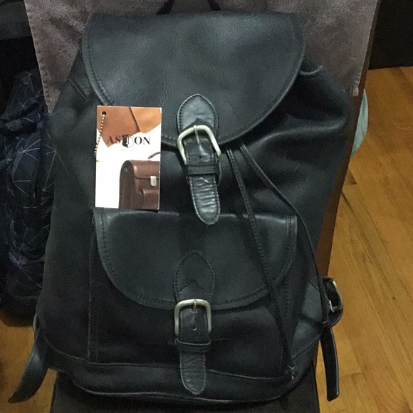 EUC Aston Leather Backpack w/solid brass hardware. - Picture 1 of 6